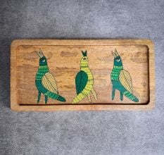 Handcrafted Mango Wood Birds Hand Painted Serving Tray